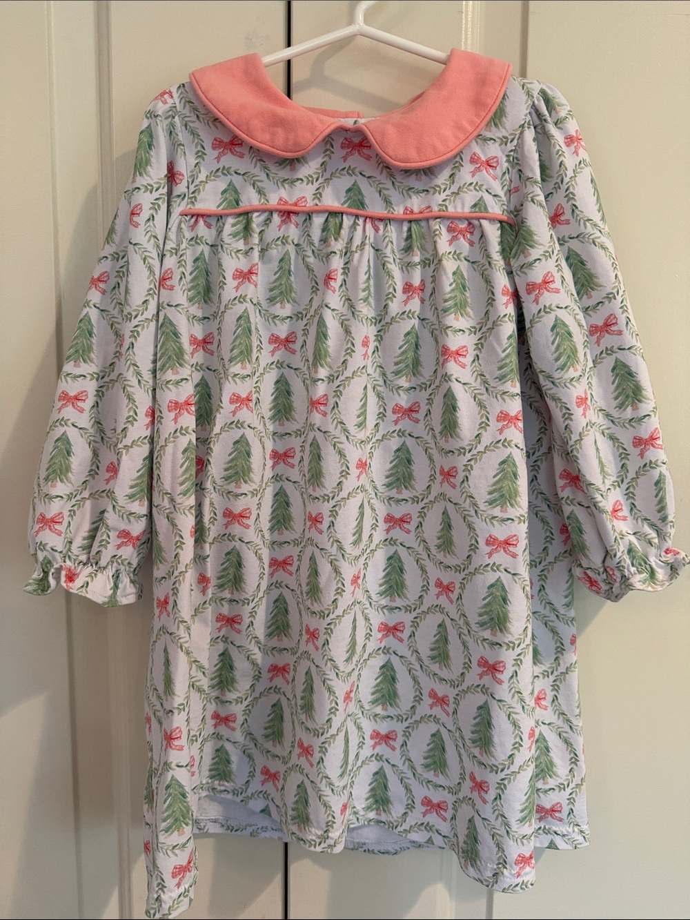 Girls' Pink Collar christmas Tree Print Pajama Top size 4